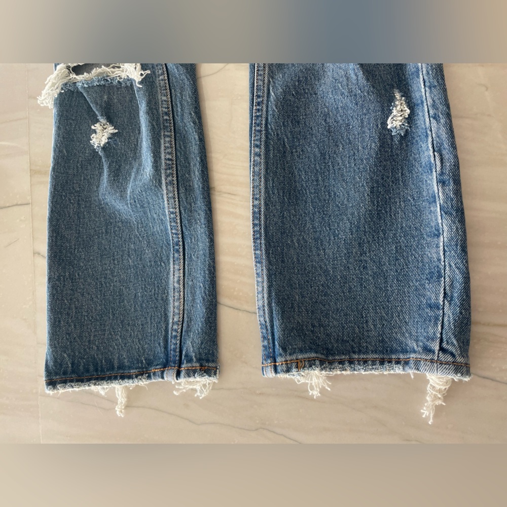 Women’s ABERCROMBIE & FITCH NWT The Mom High Rise  Distressed Jeans-Blue-24/00 - Picture 8 of 8